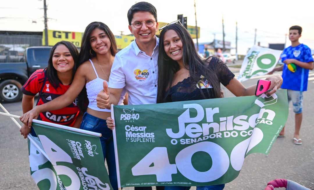 Em “esquenta” para inauguração do comitê central, Dr. Jenilson participa de bandeiraço com apoiadores
