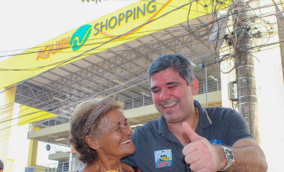 Em caminhada no Aquiri Shopping, Orleilson Cameli reforça apoio aos comerciantes