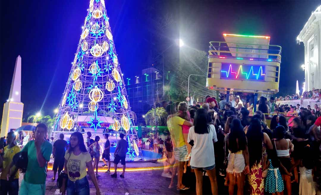 Iluminação de Natal e Carreta Furacão levam milhares de pessoas ao centro de Rio Branco neste domingo