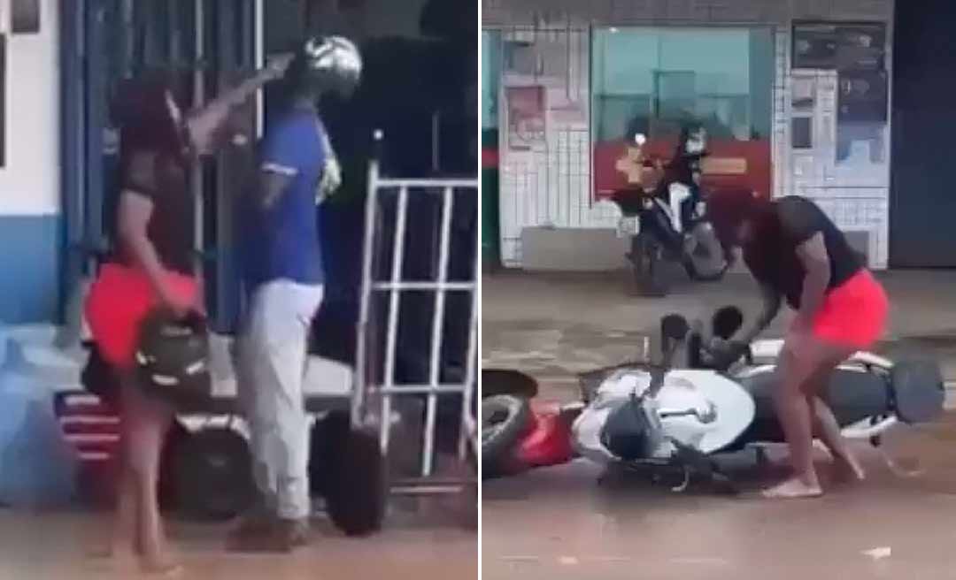 Mulher bate em marido em avenida de Brasileia após suposta traição; vídeo viraliza
