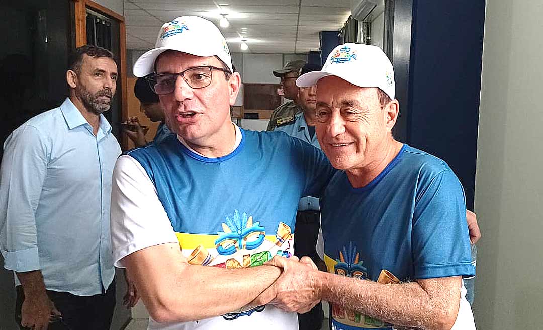 Gladson abraça Bocalom, diz que pode apoiá-lo e prefeito responde: “Eu acredito”