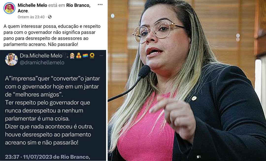 Para Michelle Melo, jantar com Cameli não era um encontro de amiguinhos: “Respeito para com o governador não significa passar pano”