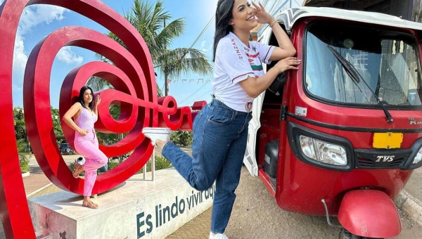 Em Puerto Maldonado Pamela Kelly curte noite da cidade e arrisca a sorte em cassino