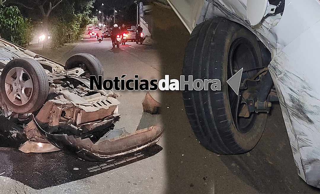 Capotamento na Valdomiro Lopes deixa condutor com luxação no ombro