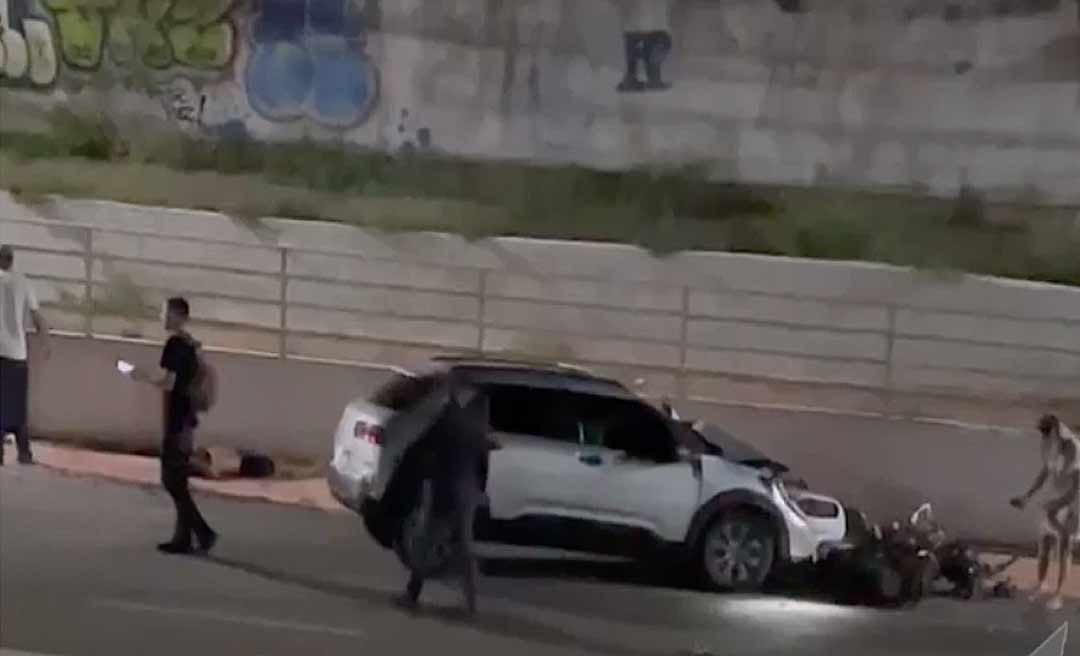 Vídeo mostra Mauro Neto e uber moto no chão após serem atingidos por adolescente que dirigia sob efeito de álcool