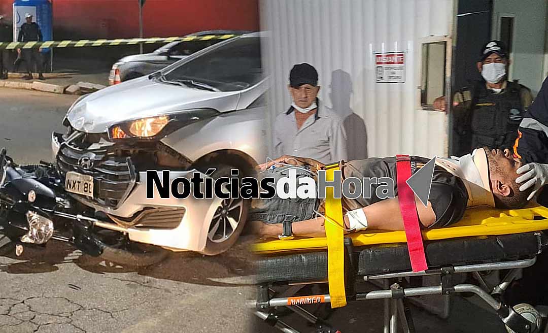 Motoboy fica gravemente ferido ao colidir contra veículo no Abraão Alab