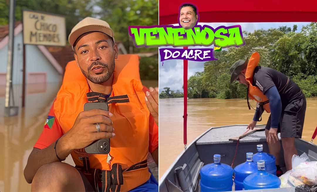 Em Xapuri, influenciador Diego Nycollas tem problema em barco de doações no meio do Rio Acre e é socorrido por ribeirinhos
