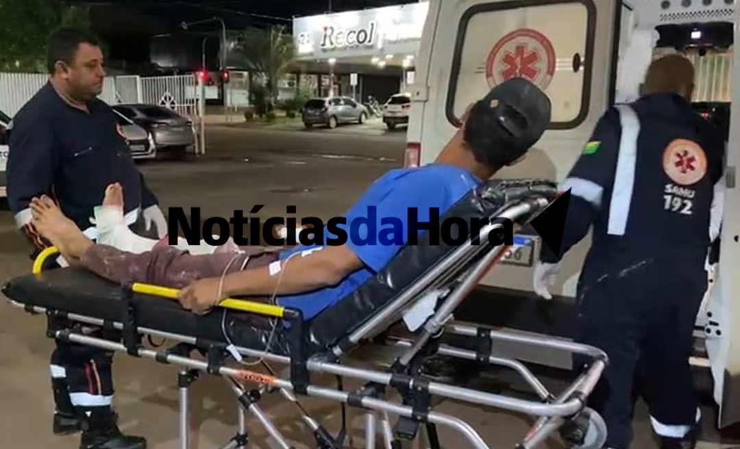 Lâmina de roçadeira quebra ao meio e pedaço atinge perna de colono; resgate durou mais de 10 horas devido à falta de trafegabilidade do ramal