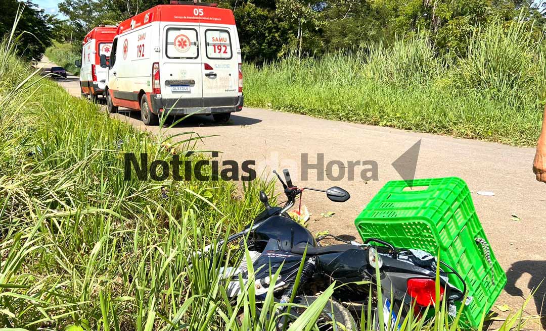 Homem fica gravemente ferido após colisão entre motocicletas na zona rural de Rio Branco