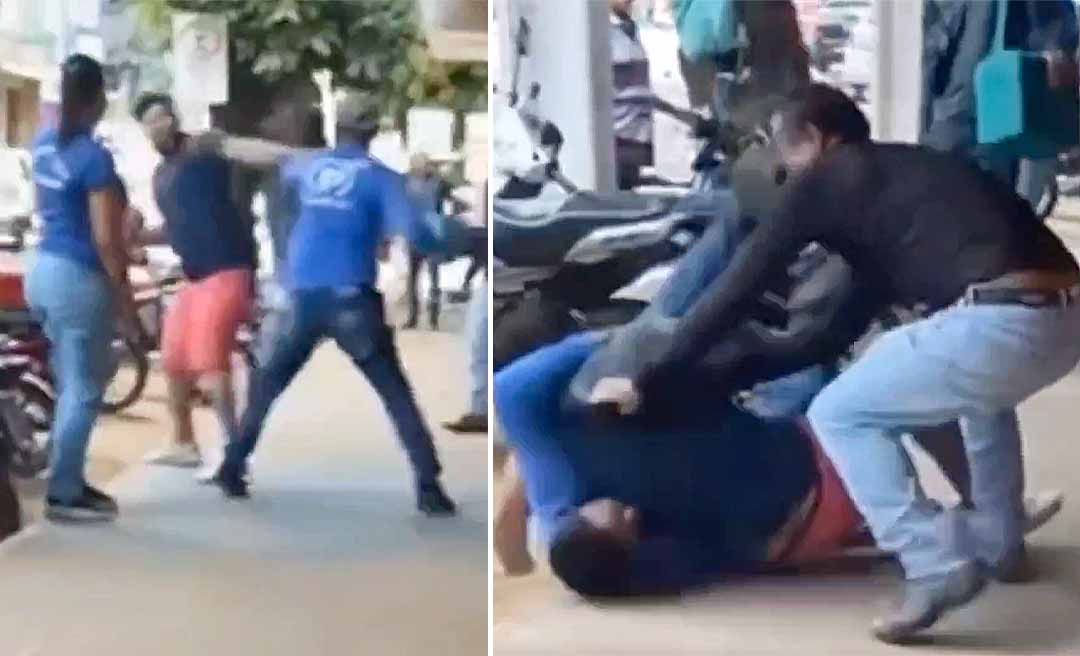 Porrada na 'Zona Azul': notificação ocasiona soco e pontapés no Centro de Rio Branco; veja o vídeo