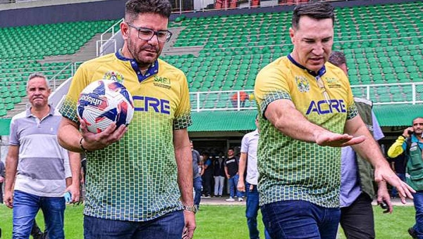 Ao lado de Ney Amorim, Gladson visita obras do Arena da Floresta e cogita criar Secretaria de Esportes