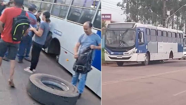 Roda de ônibus que faz a linha do Calafate se solta e passageiros ficam no meio da rua