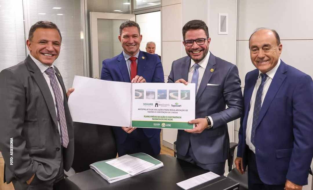 Alinhados politicamente, Gladson e Bocalom se reúnem com ministro das Cidades e tratam de plano para enfrentamento às enchentes