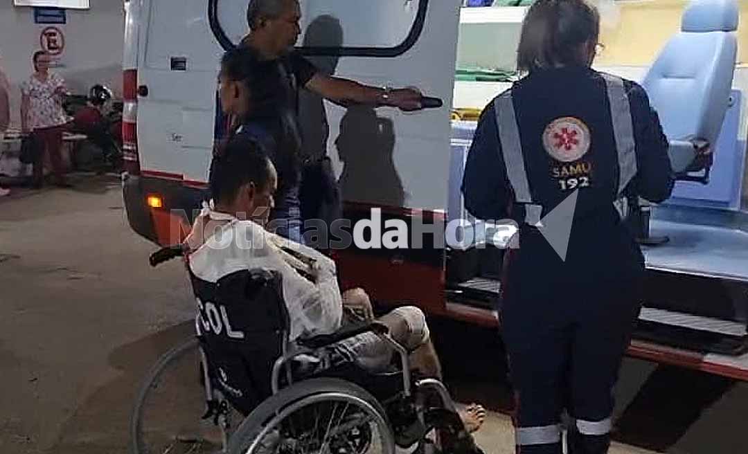 Homem perde controle de motocicleta após desviar de cachorro na estrada de Boca do Acre