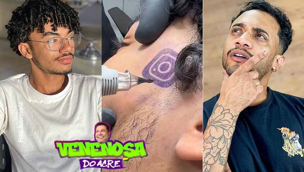 Influenciador de Rio Branco tenta fazer homenagem para o Instagram no rosto, mas é impedido por tatuador; SAIBA QUEM