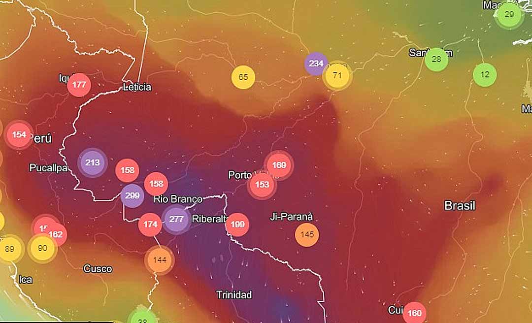 Rio Branco amanhece a sexta-feira com o pior ar para se respirar com 400 µg/m³ no País