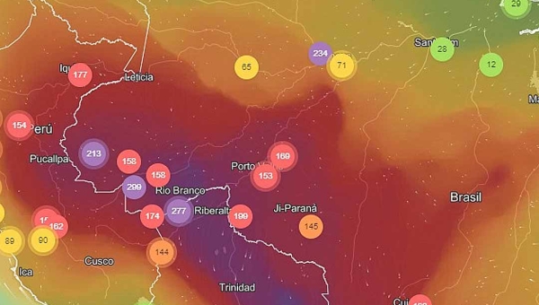 Rio Branco amanhece a sexta-feira com o pior ar para se respirar com 400 µg/m³ no País