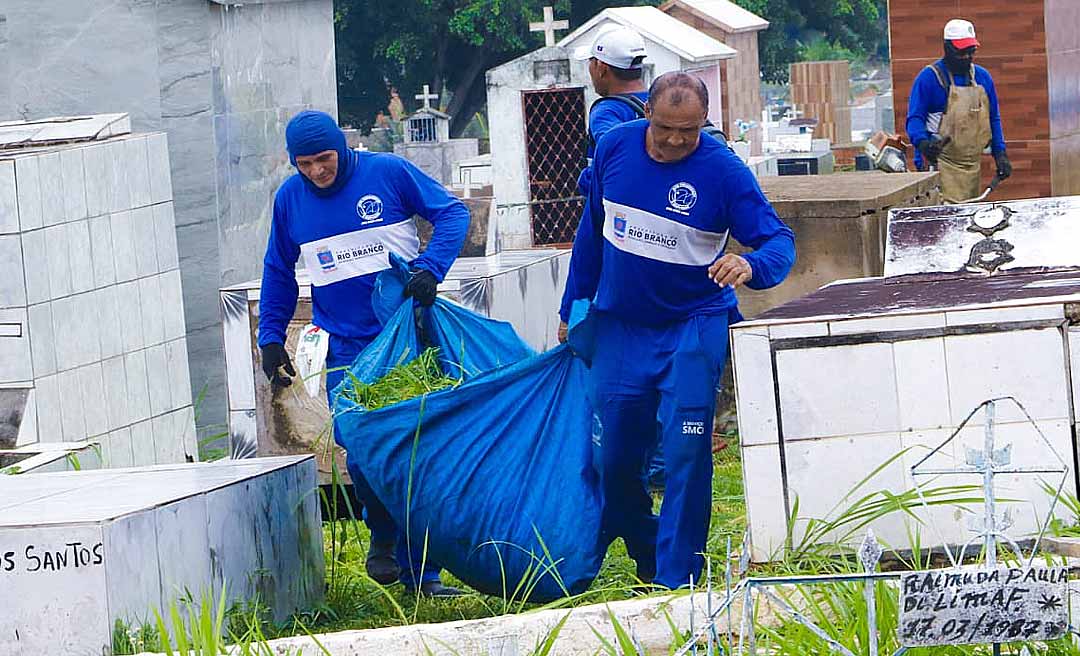 Com a aproximação do Dia de Finados, prefeitura realiza limpeza e manutenção de cemitérios