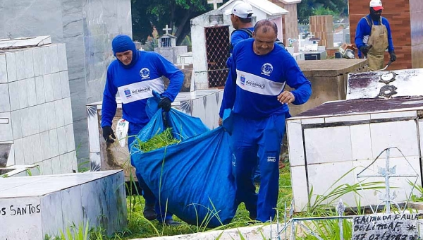 Com a aproximação do Dia de Finados, prefeitura realiza limpeza e manutenção de cemitérios
