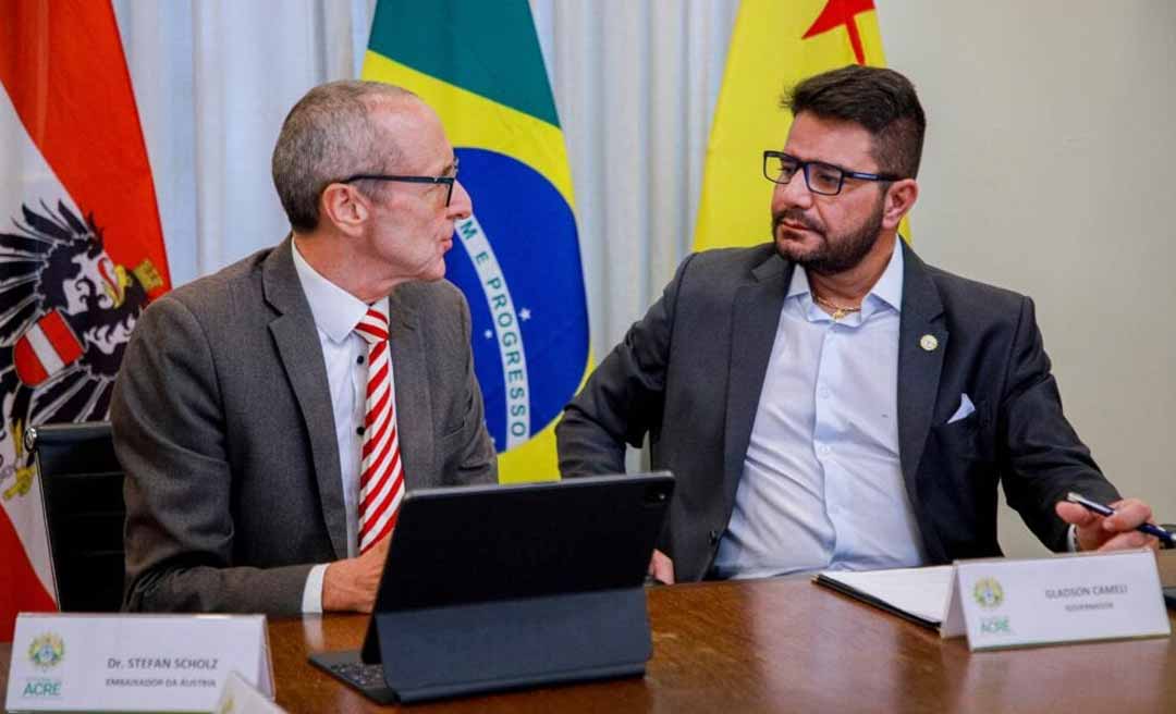 No Palácio, Gladson e embaixador da Áustria discutem parcerias para projetos sustentáveis no Acre