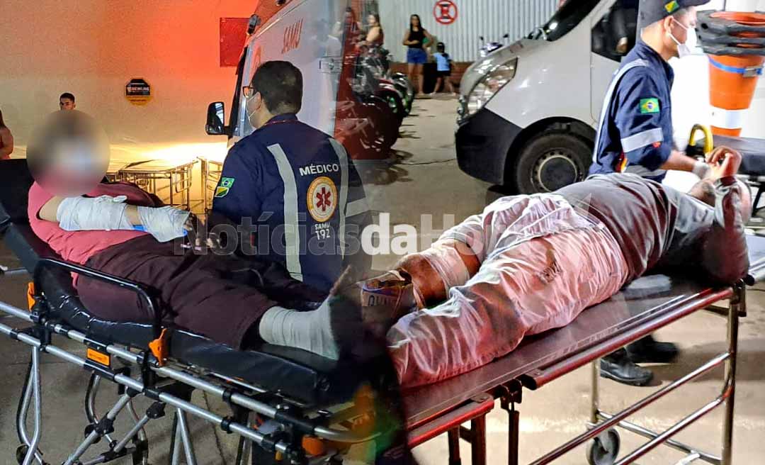 Acidente envolvendo motocicleta e carro deixa duas pessoas feridas na Baixada da Sobral, em Rio Branco