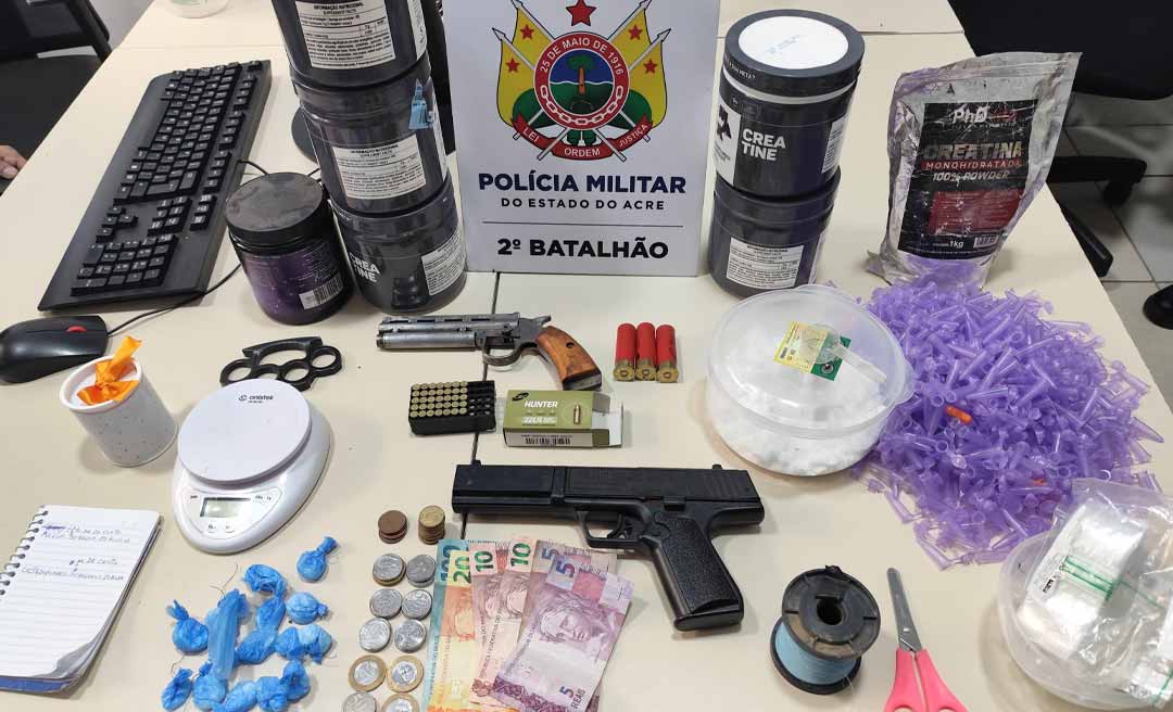 Apreensão de drogas e armas termina em prisão de mulher no Ramal da Judia, zona, em Rio Branco