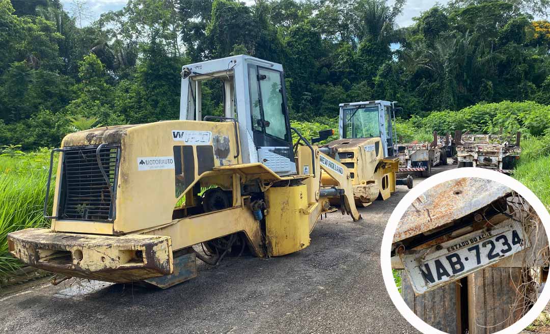Moradores de bairro em Rio Branco denunciam descarte irregular de máquinas e chassis de caminhões, alguns com placas do governo do Acre