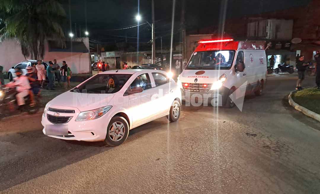 Mulher é atropelada na Avenida Amadeu Barbosa e filho tenta agredir motorista