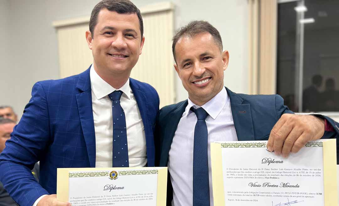 Maxsuel Maia, prefeito eleito de Xapuri, é diplomado pela Justiça Eleitoral: “vamos retribuir a confiança com muito trabalho”