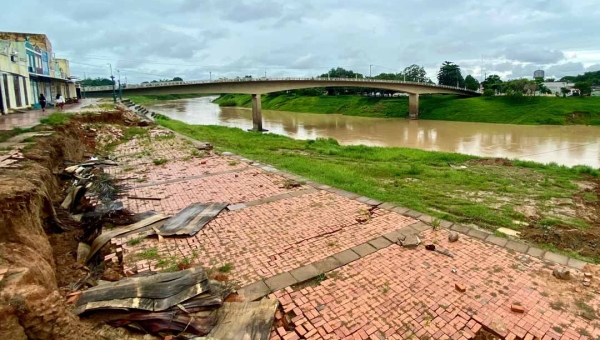 Apesar das chuvas, nível do Rio Acre diminui 33 centímetros na Capital nesta segunda-feira