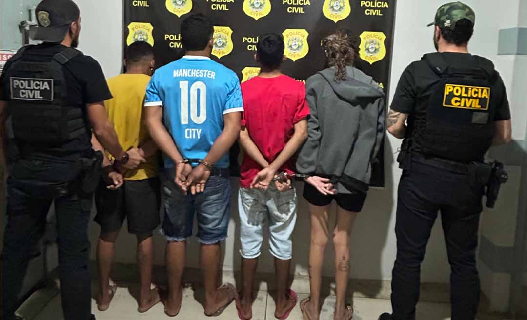 Equipe da Polícia Civil apreende entorpecentes e prende quatro pessoas por associação ao tráfico de drogas em Tarauacá
