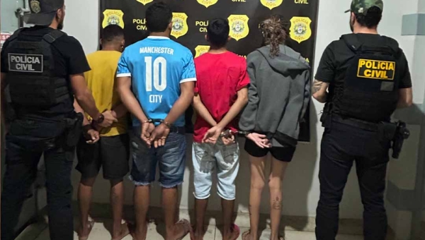Equipe da Polícia Civil apreende entorpecentes e prende quatro pessoas por associação ao tráfico de drogas em Tarauacá