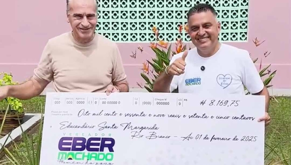 Eber Machado cumpre promessa e doa 50% do salário ao Educandário Santa Margarida
