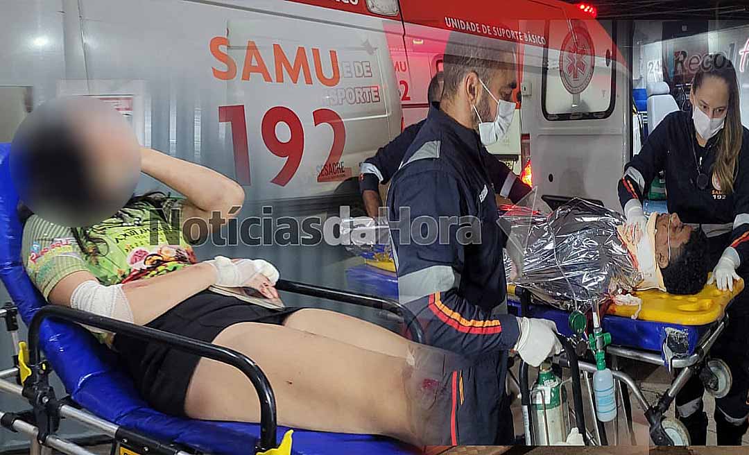 Duas pessoas ficam feridas após colisão entre carro e moto na BR-364, em Rio Branco