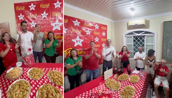 Com direito a bolo de aniversário e “parabéns pra você”, petistas do Acre comemoram 45 anos do PT