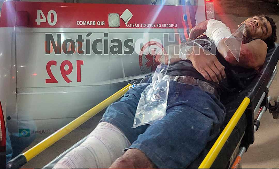 Homem é espancado por populares após assaltar mulher próximo a ponte Metálica, em Rio Branco