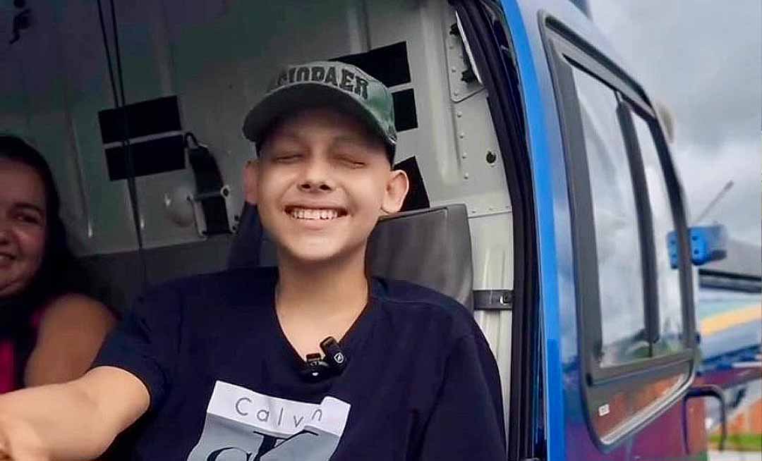Menino de 12 anos, paciente da Unacon, realiza sonho de voar de helicóptero com ajuda do Ciopaer