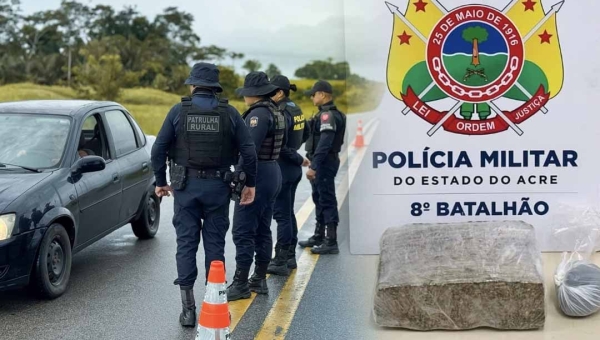 Polícia Militar apreende mais de 1,5 kg de drogas na BR-364, próximo a Sena Madureira