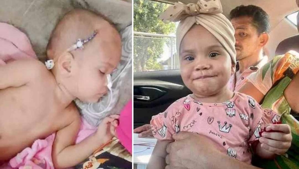 Família faz vaquinha virtual para salvar a pequena Ayla, diagnosticada com doença rara; medicamento custa R$ 120 mil