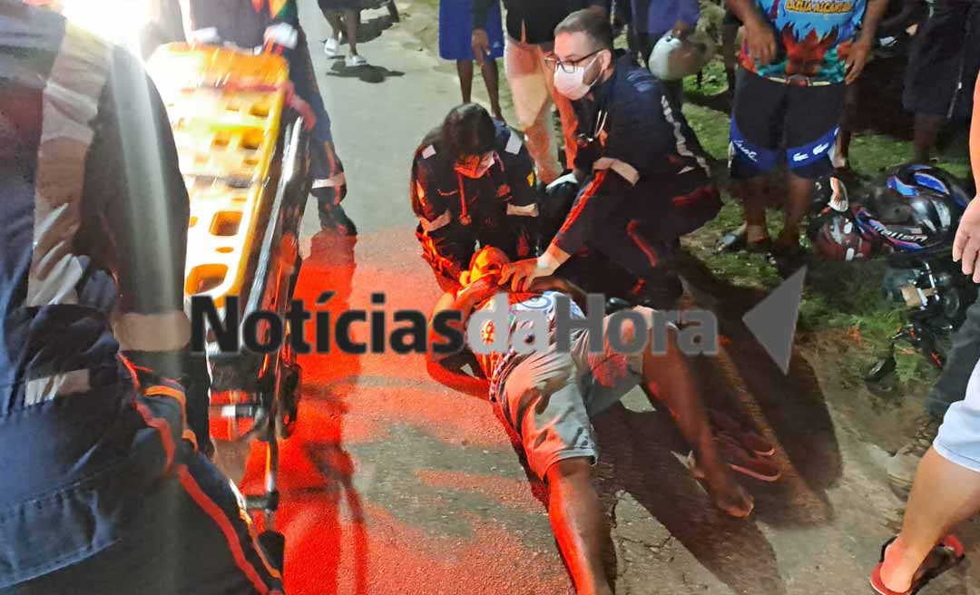 Colisão entre motocicletas deixa três feridos na Estrada do Calafate, em Rio Branco; um dos condutores estaria alcoolizado