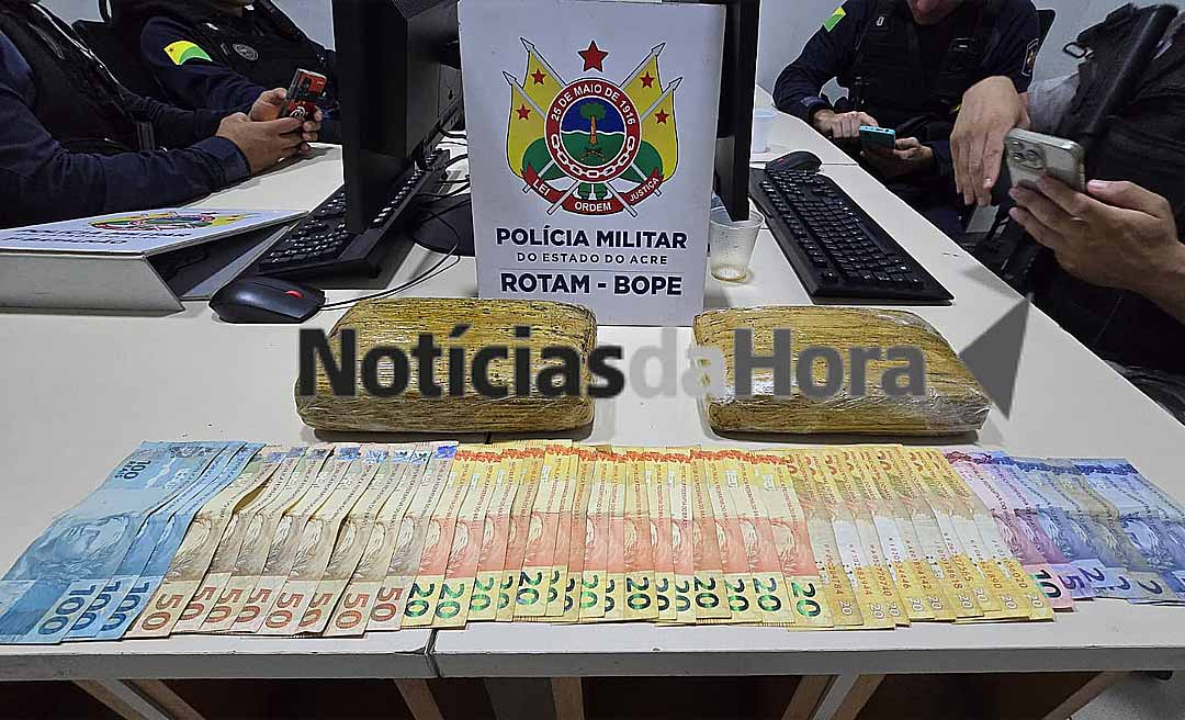 ROTAM apreende homem em regime semiaberto transportando 2 kg de drogas em Rio Branco