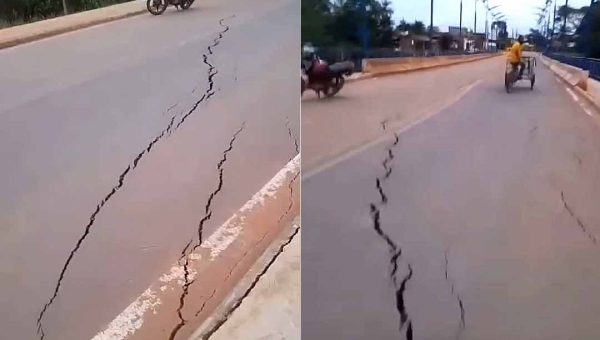 Inaugurada há seis meses, ponte do Judia, no Belo Jardim I, está rachando a cabeceira; obra custou mais de R$ 7 milhões