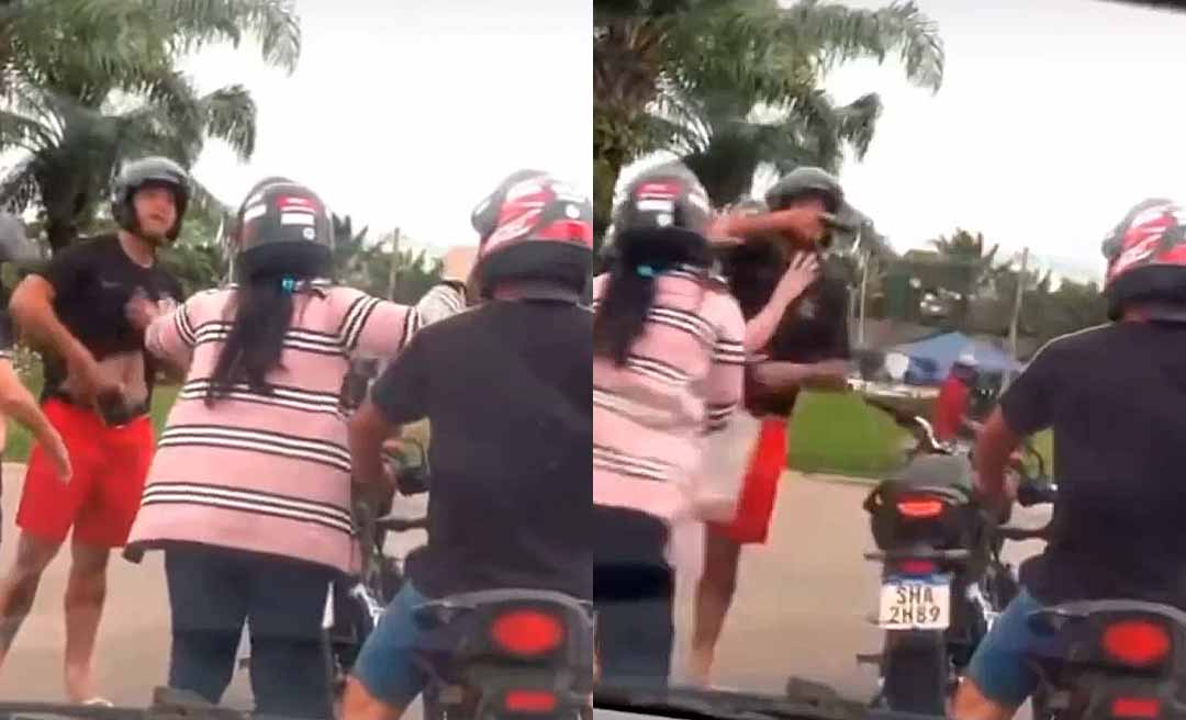 Homem saca arma durante discussão no trânsito na rotatória do Lago do Amor, em Rio Branco