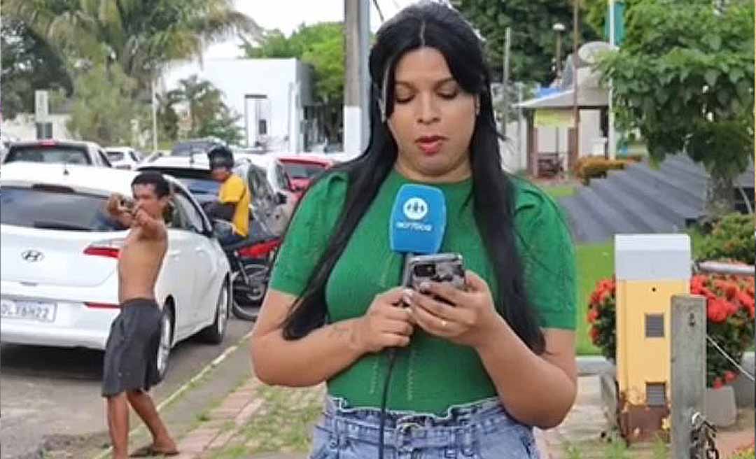 Repórter quase é atingida por pedra arremessada por homem em situação de rua no Centro de Rio Branco