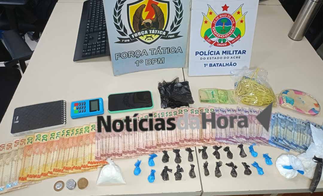 Mulher é presa em flagrante por tráfico de drogas no Nova Esperança pela Força Tática do 1º Batalhão