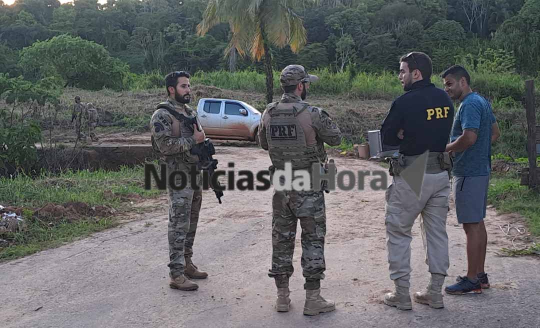 Motorista foge da PRF e se joga no Rio Acre após perseguição; caminhonete com carga de cigarros é apreendida
