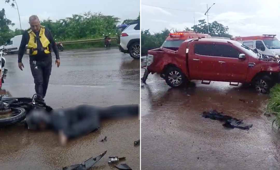 Motociclista tem morte instantânea após ser atropelado por caminhonete que invadiu a contramão