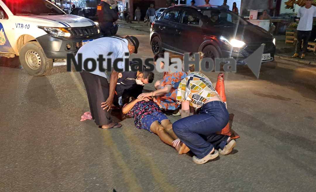 Idosa sofre traumatismo craniano após ser atropelada por moto a caminho da igreja na Estrada do Calafate, em Rio Branco