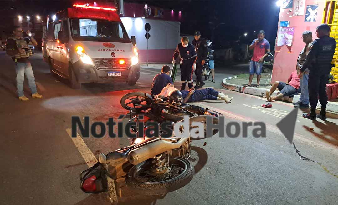 Idoso supostamente embriagado faz conversão proibida e colide com motoboy na Antônio da Rocha Viana, em Rio Branco