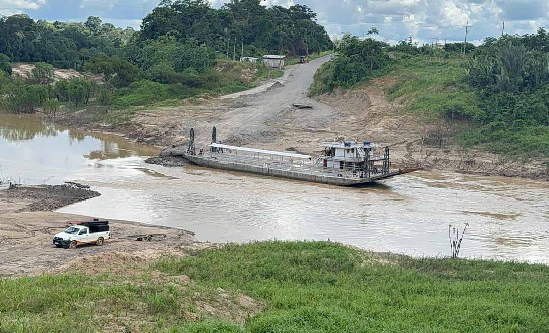 Mesmo interditada, caminhões seguem cruzando ponte com risco de colapso em Sena Madureira; DNIT aguarda baixa do rio para instalar nova estrutura